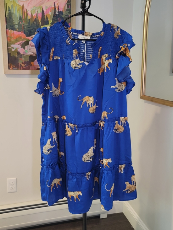 Umgee Dresses & Skirts - NWT UMGEE Royal Blue Sleeveless Mini Dress Leopard Print Women's Size 1X